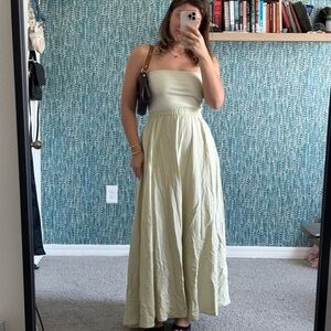 Alexandra Beuno Verano Strapless Khaki Maxi Dress size large